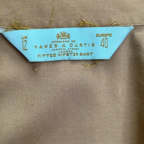 HAWES & CURTIS Taupe Fitted Hipster Shirt Size 40 - Picture 10 of 15